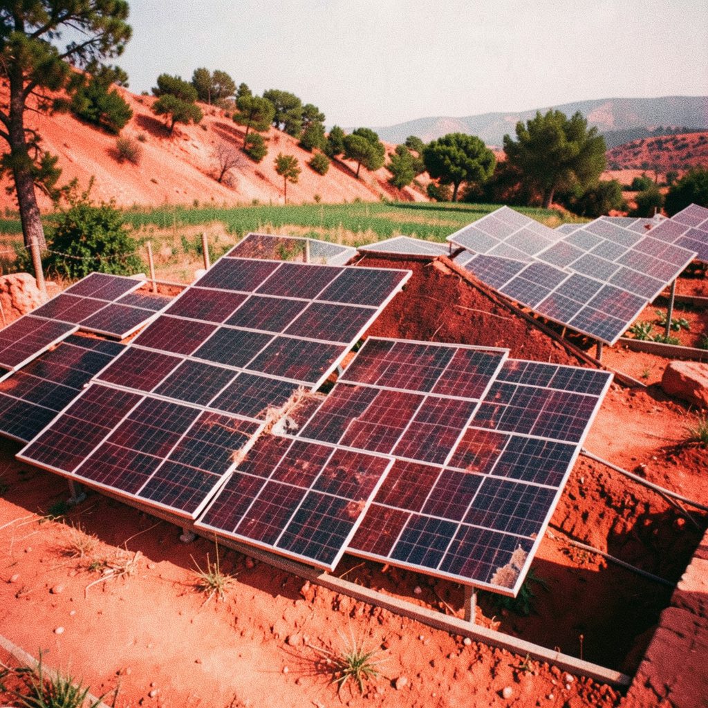 Técnico instalador montando panel solar en estructura de cubierta, día despejado